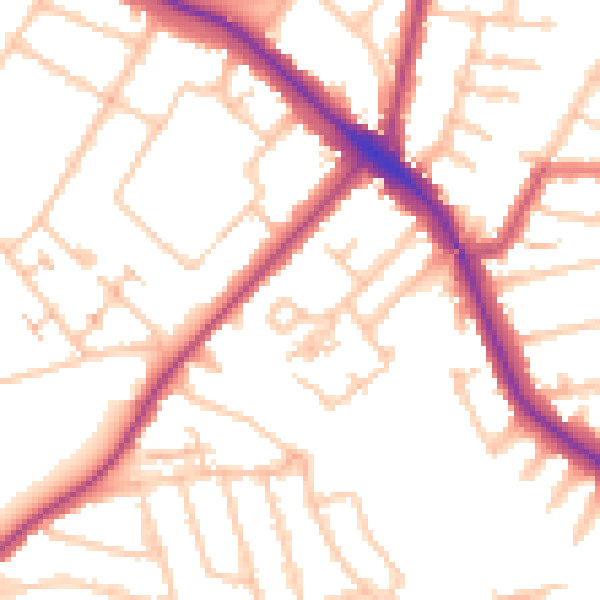 Daytime road noise heatmap for N11 2QD