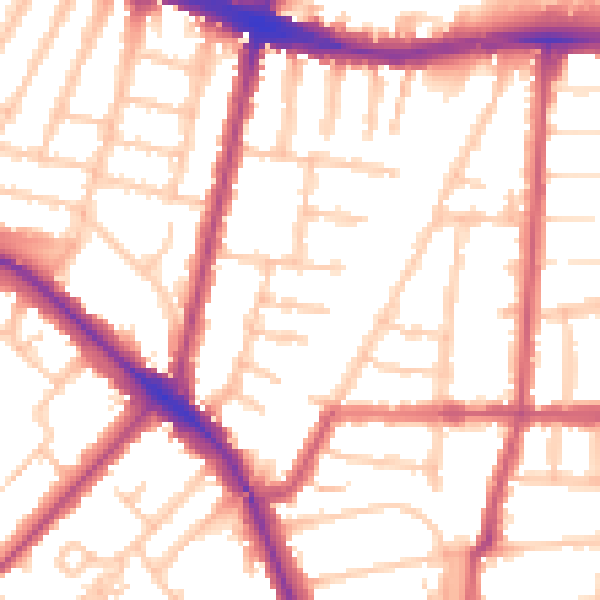 Daytime road noise heatmap for N11 2QS