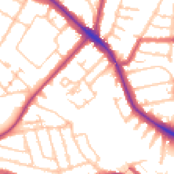 Daytime road noise heatmap for N11 2QW