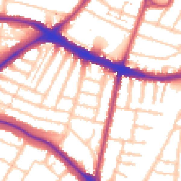 Daytime road noise heatmap for N11 2SY