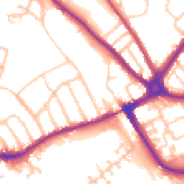 Daytime road noise heatmap for N11 3AB