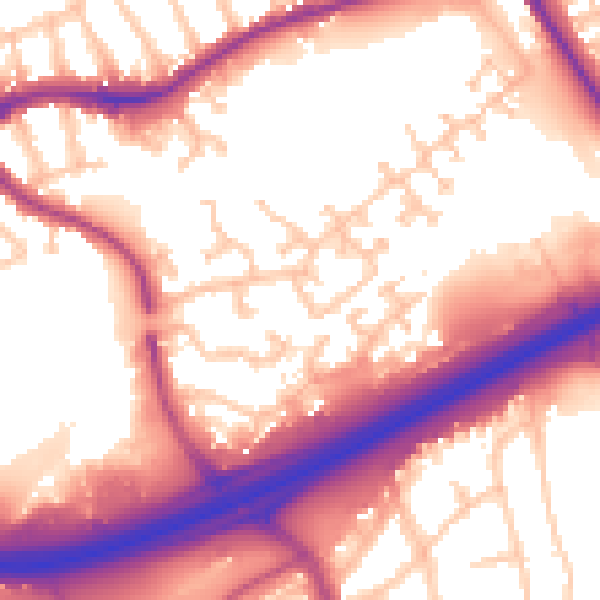 Daytime road noise heatmap for N11 3EF