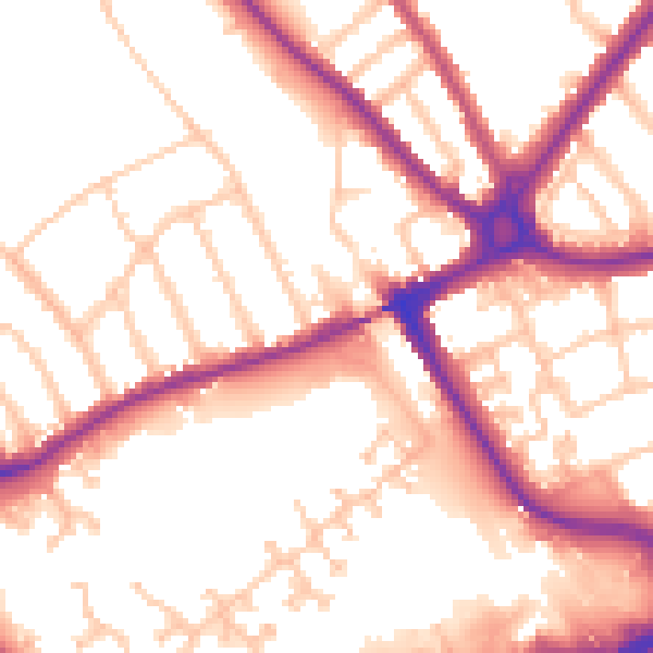 Daytime road noise heatmap for N11 3EG