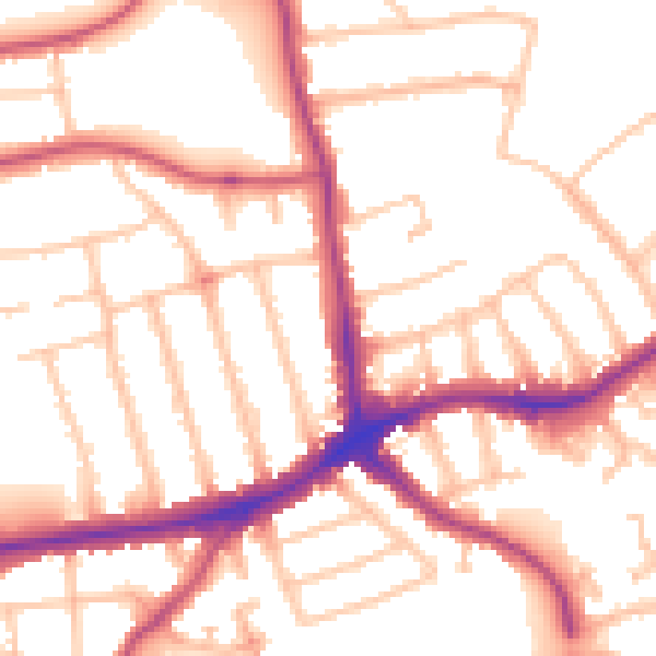 Daytime road noise heatmap for N11 3LX