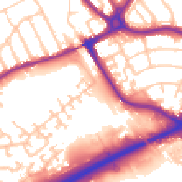 Daytime road noise heatmap for N11 3PZ