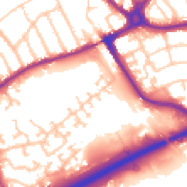 Daytime road noise heatmap for N11 3QA