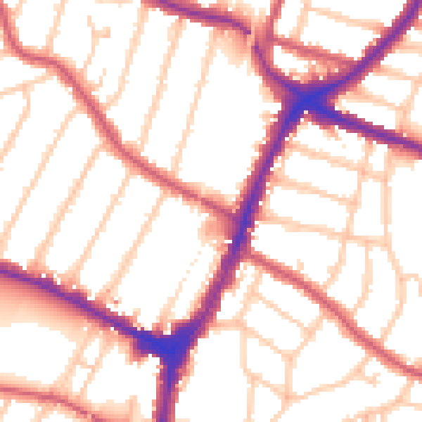 Daytime road noise heatmap for N13 4AA