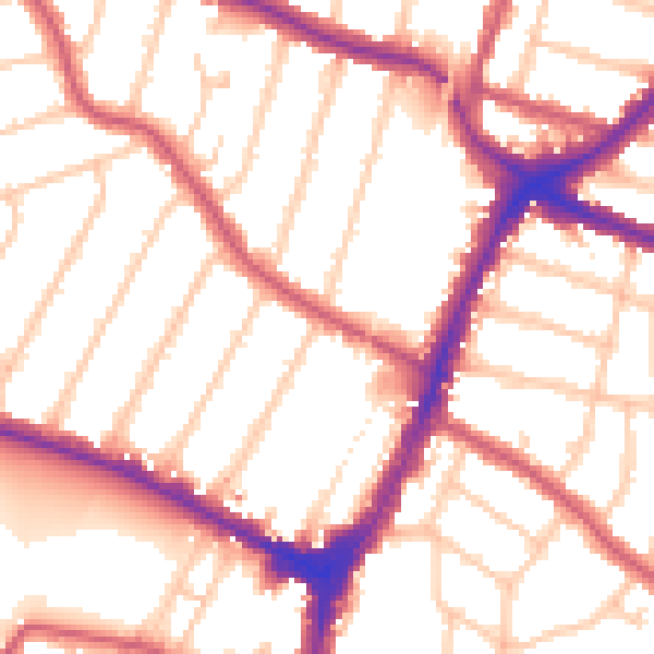 Daytime road noise heatmap for N13 4AB