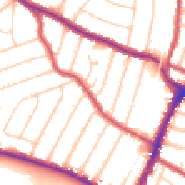 Daytime road noise heatmap for N13 4AR
