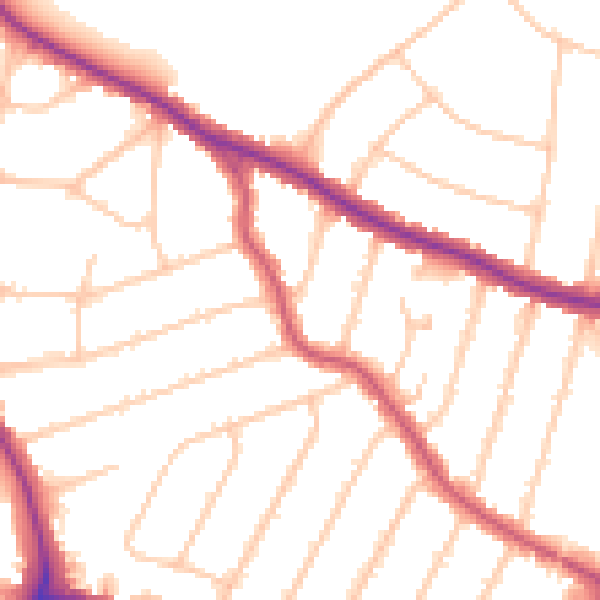 Daytime road noise heatmap for N13 4AZ