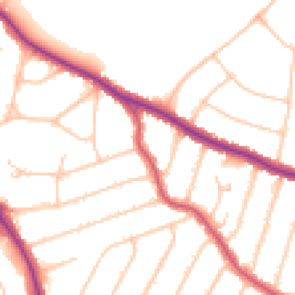 Daytime road noise heatmap for N13 4BA