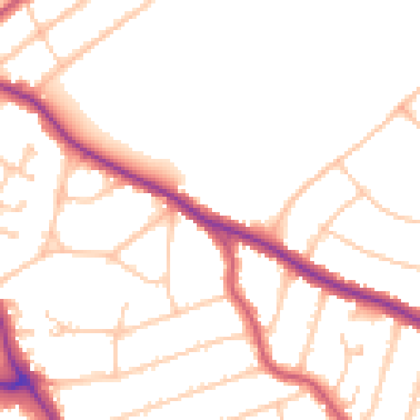 Daytime road noise heatmap for N13 4BD