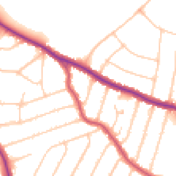 Daytime road noise heatmap for N13 4BH