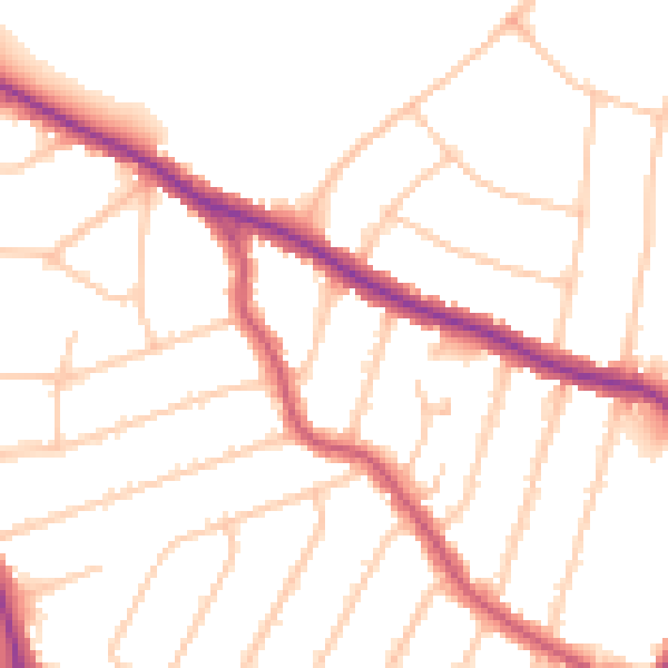 Daytime road noise heatmap for N13 4BJ