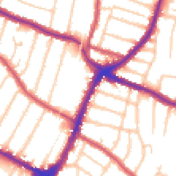 Daytime road noise heatmap for N13 4BS