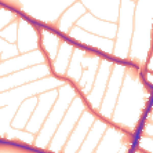 Daytime road noise heatmap for N13 4BW
