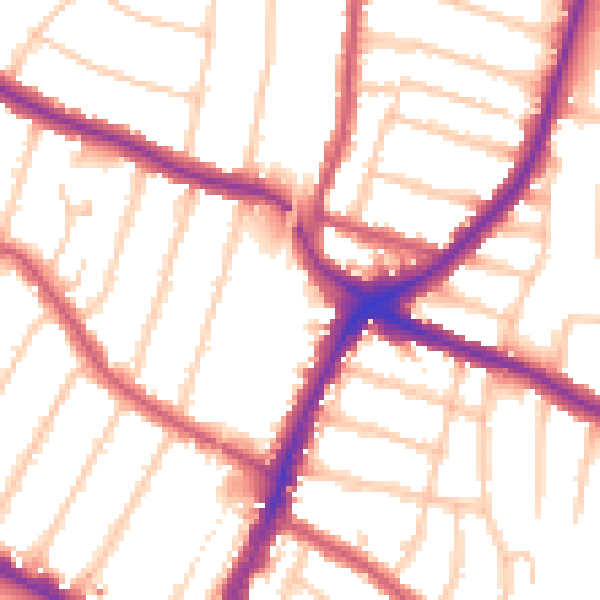Daytime road noise heatmap for N13 4BX