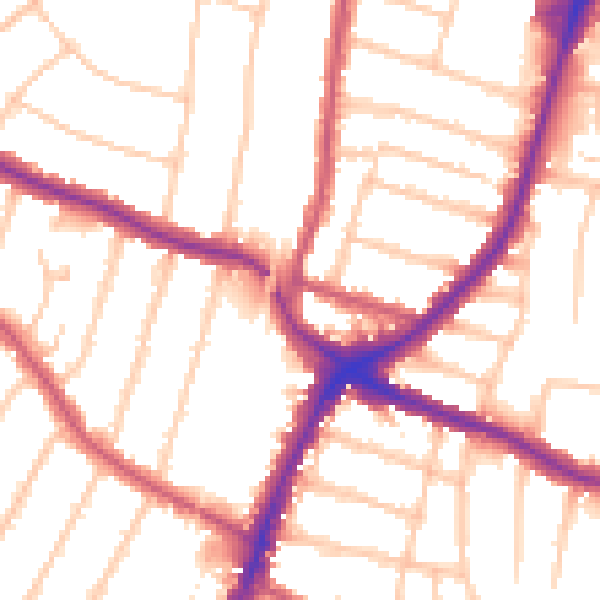 Daytime road noise heatmap for N13 4DB
