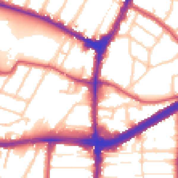Daytime road noise heatmap for N13 4DQ
