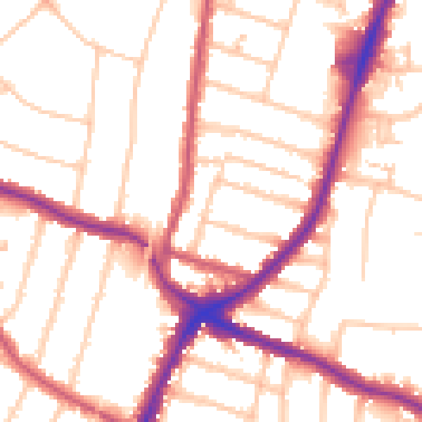 Daytime road noise heatmap for N13 4DU