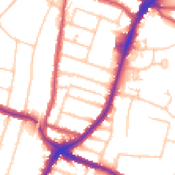 Daytime road noise heatmap for N13 4EH