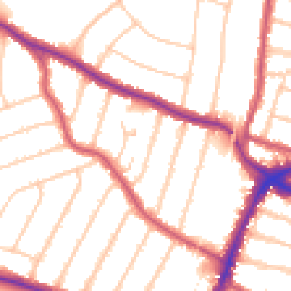 Daytime road noise heatmap for N13 4LT