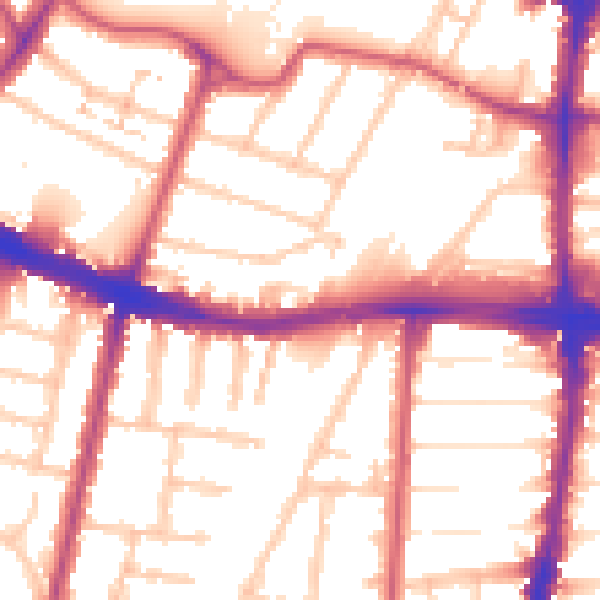 Daytime road noise heatmap for N13 4NL