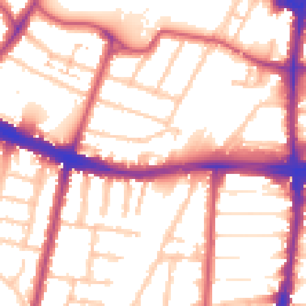 Daytime road noise heatmap for N13 4NN