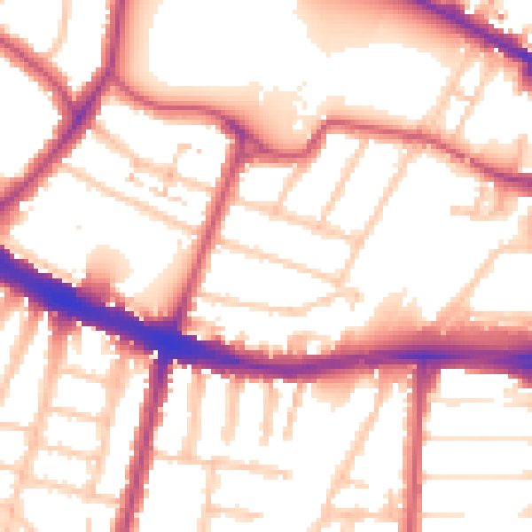 Daytime road noise heatmap for N13 4NY