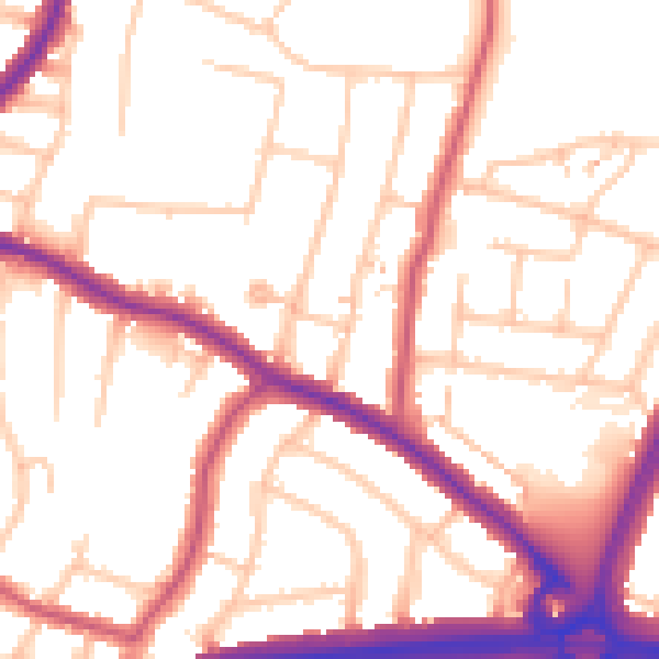 Daytime road noise heatmap for N13 5AS