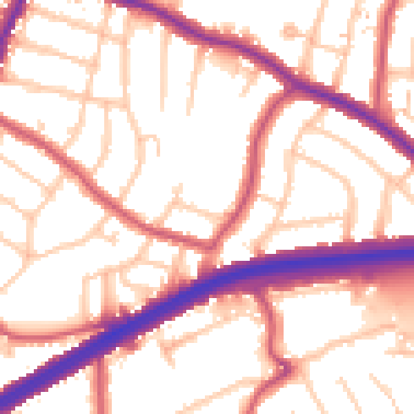 Daytime road noise heatmap for N13 5BJ