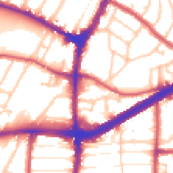 Daytime road noise heatmap for N13 5DQ