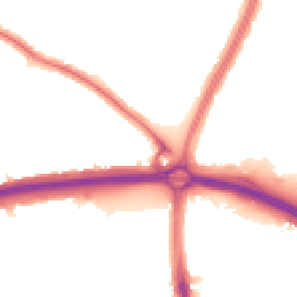 Night-time road noise heatmap for N13 5EB