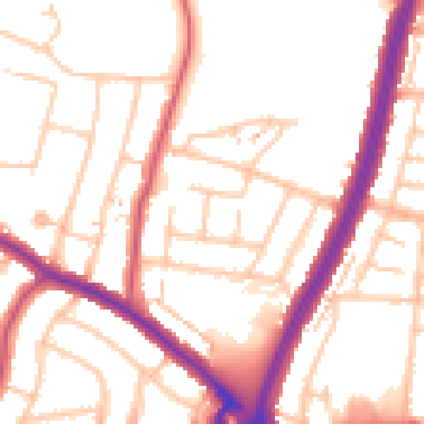Daytime road noise heatmap for N13 5NL