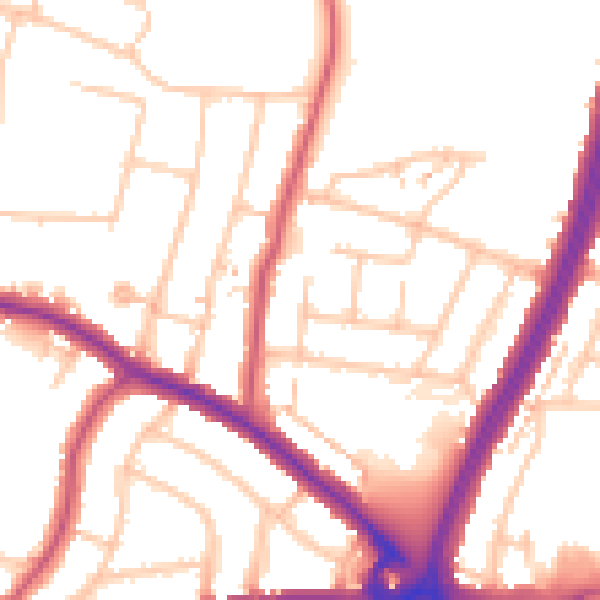 Daytime road noise heatmap for N13 5NP
