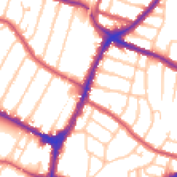 Daytime road noise heatmap for N13 5PE