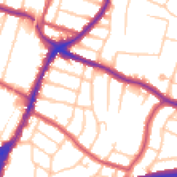 Daytime road noise heatmap for N13 5RH