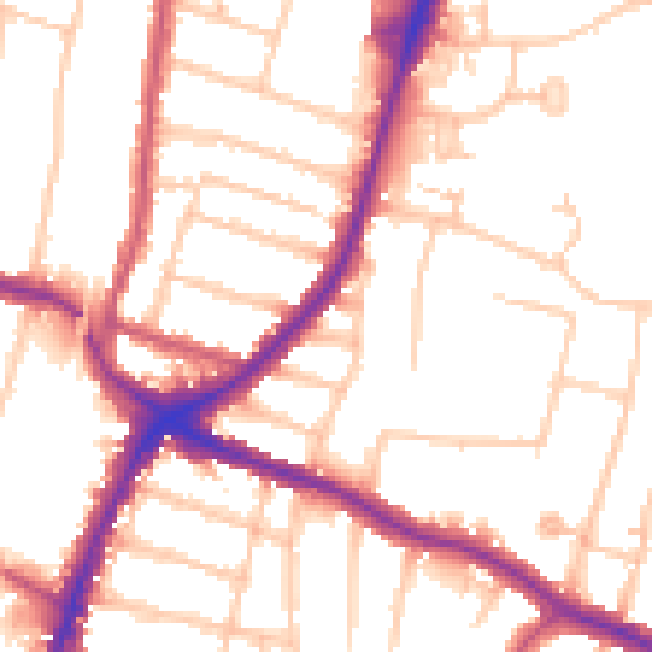 Daytime road noise heatmap for N13 5RT