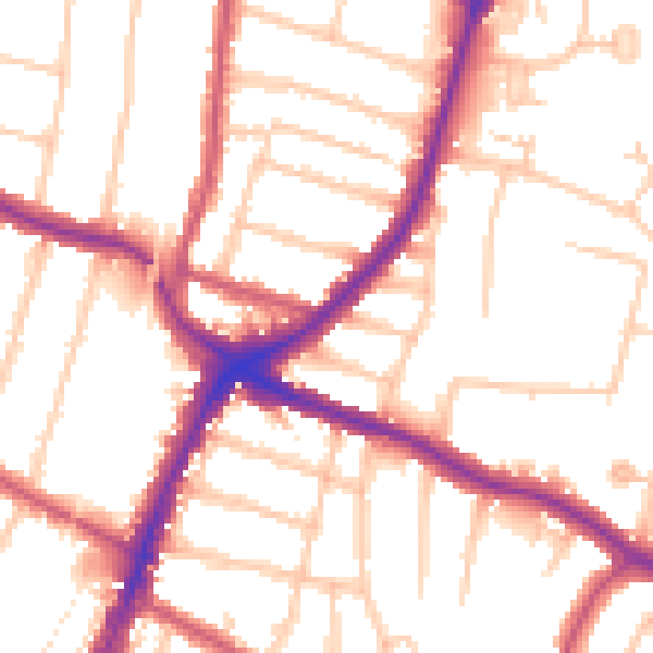 Daytime road noise heatmap for N13 5SB