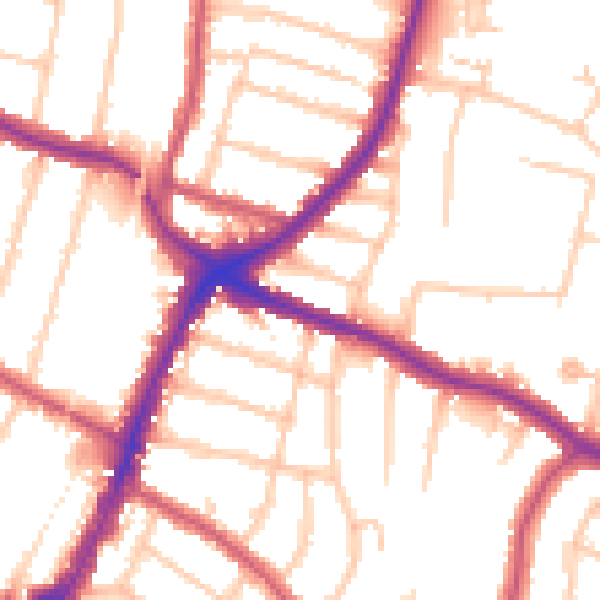 Daytime road noise heatmap for N13 5SJ