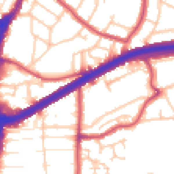 Daytime road noise heatmap for N13 6AF