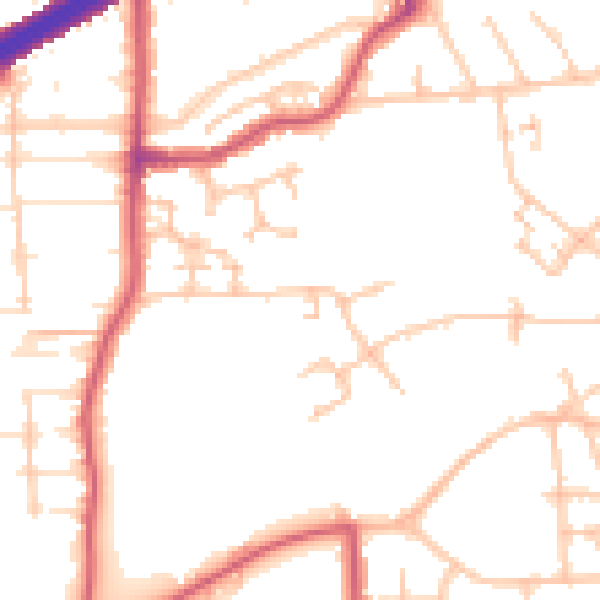 Daytime road noise heatmap for N13 6AH
