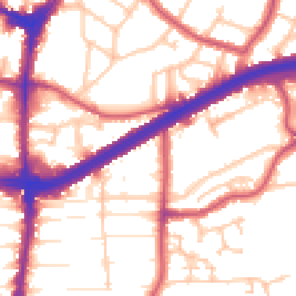 Daytime road noise heatmap for N13 6AQ
