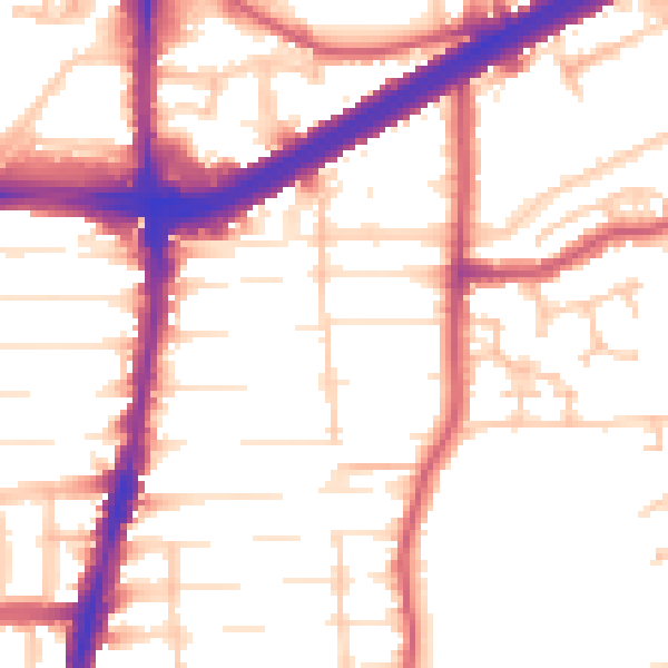 Daytime road noise heatmap for N13 6AR