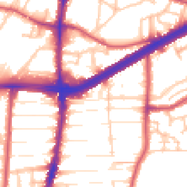 Daytime road noise heatmap for N13 6AS