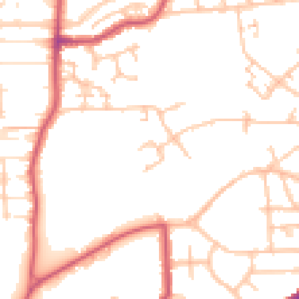 Daytime road noise heatmap for N13 6AU