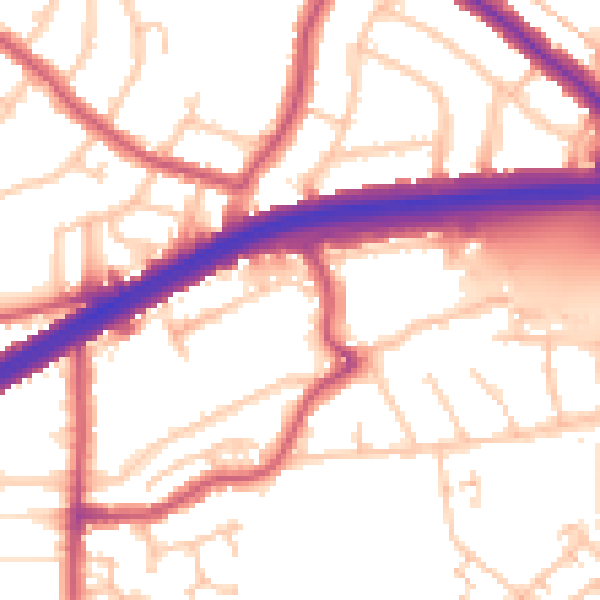 Daytime road noise heatmap for N13 6BQ