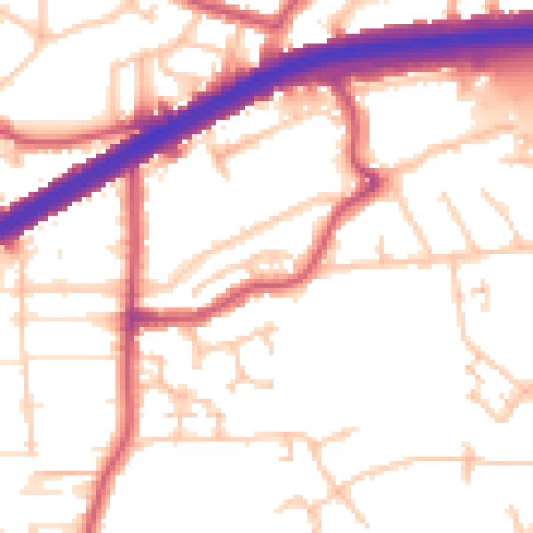 Daytime road noise heatmap for N13 6DH