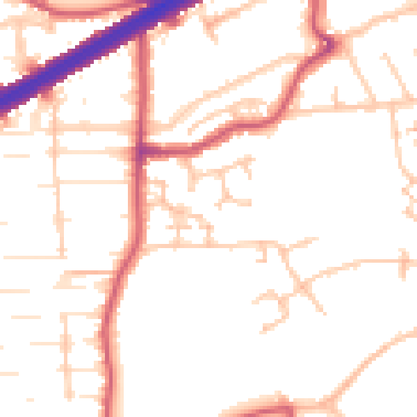 Daytime road noise heatmap for N13 6DZ