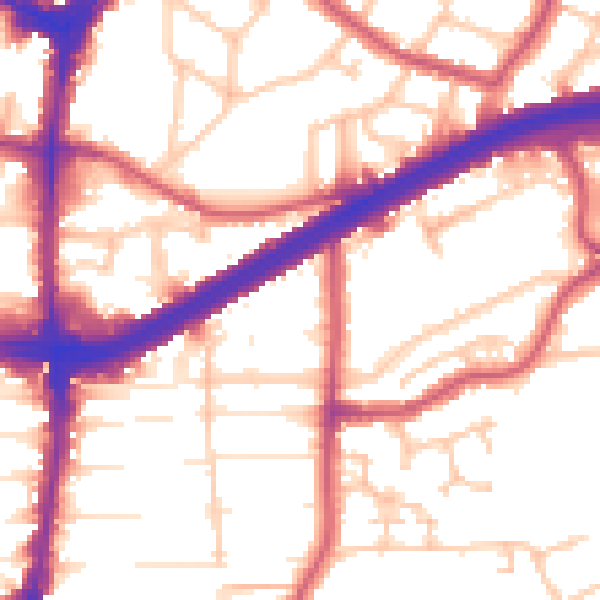 Daytime road noise heatmap for N13 6EF